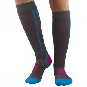 NEW ZENSAH unisex featherweight compression socks in slate/neon pink